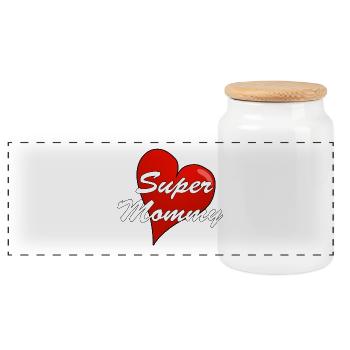 SUPER MAMAN - Boîte à biscuits avec couvercle en bois - blanc - Devant