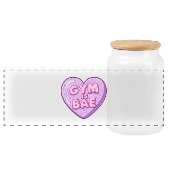 Gym Is Bae Bubble Herz Pastell Cartoon - Panorama Keksdose mit Holzdeckel - Weiß - Vorne