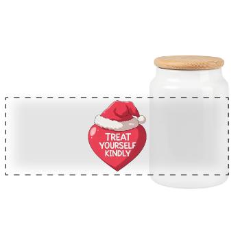 Anime Herz Treat Yourself Kindly Weihnachten - Panorama Keksdose mit Holzdeckel - Weiß - Vorne