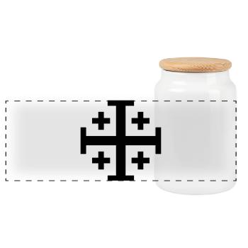 Croix croisée - Boîte à biscuits avec couvercle en bois - blanc - Devant
