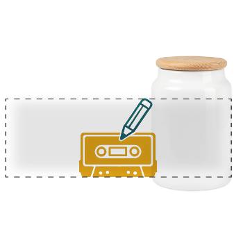 Cassette rétro au crayon - Boîte à biscuits avec couvercle en bois - blanc - Devant
