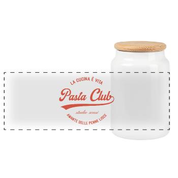 Pasta Club Vintage - Boîte à biscuits avec couvercle en bois - blanc - Devant