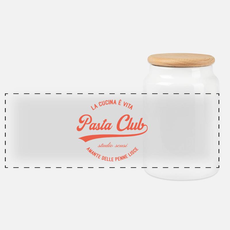 Pasta Club Vintage - Panorama Keksdose mit Holzdeckel - Weiß