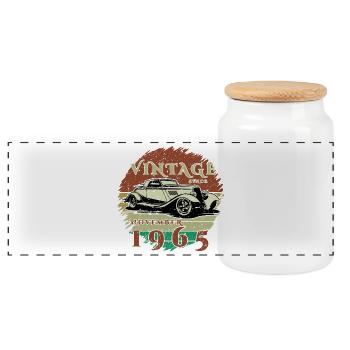 60ème Anniversaire - Classique - Millésime depuis 11/1965 - Boîte à biscuits avec couvercle en bois - blanc - Devant