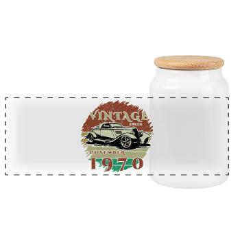 55ème Anniversaire - Classique - Millésime depuis 11/1970 - Boîte à biscuits avec couvercle en bois - blanc - Devant