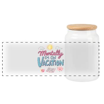 Mentalement ailleurs Design rétro - Boîte à biscuits avec couvercle en bois - blanc - Devant