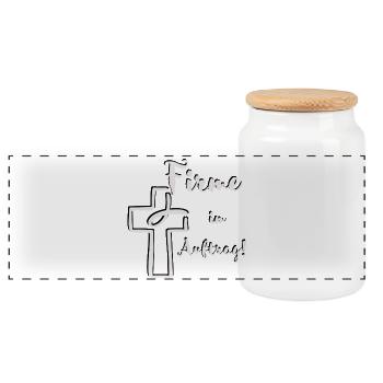 Firme on behalf of Confirmation Fish Cross light - Panoramic Cookie Jar with Wooden Lid - white - Front