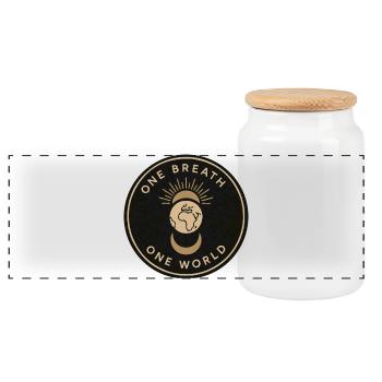 Une respiration, un monde – Pleine conscience et équilibre - Boîte à biscuits avec couvercle en bois - blanc - Devant