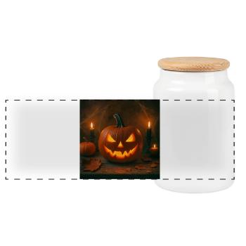 Halloween - Citrouille - Boîte à biscuits avec couvercle en bois - blanc - Devant