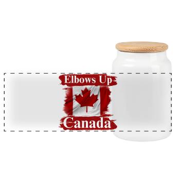 T-shirt de protestation Elbows Up Canada - Boîte à biscuits avec couvercle en bois - blanc - Devant