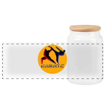 Dynamique des arts martiaux Karaté Silhouette - Boîte à biscuits avec couvercle en bois - blanc - Devant