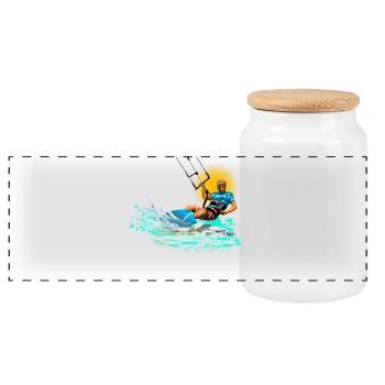 Kitesurf Neon Splash - Boîte à biscuits avec couvercle en bois - blanc - Devant