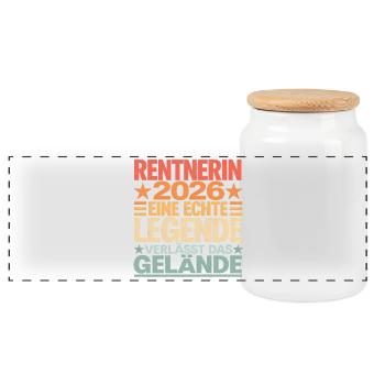 Pensioner 2026 Legend – funny farewell - Panoramic Cookie Jar with Wooden Lid - white - Front