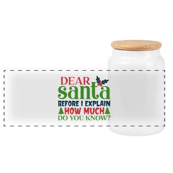 Lieber Weihnachtsmann, bevor ich ein lustiges Zitat erkläre - Panorama Keksdose mit Holzdeckel - Weiß - Vorne