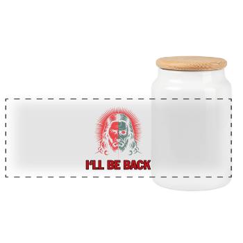I'll be back - Funny Jesus T-Shirt - Panorama Keksdose mit Holzdeckel - Weiß - Vorne