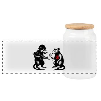 Guerre et Paix | Rats Banksy Street Art Style - Boîte à biscuits avec couvercle en bois - blanc - Devant