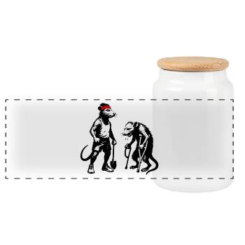 Jeunes - Vieux | En forme - Frêle | En bonne santé - malade - Boîte à biscuits avec couvercle en bois - blanc - Devant