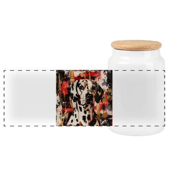 Dalmatians in an abstract play of colors - Panoramic Cookie Jar with Wooden Lid - white - Front