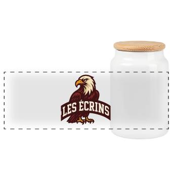 Eagle emblem Les Ecrins - Panoramic Cookie Jar with Wooden Lid - white - Front