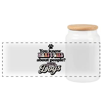 What I Like Their Dogs - Panoramic Cookie Jar with Wooden Lid - white - Front