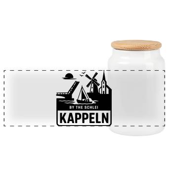 Kappeln Schlei SH Schleswig Holstein Silhouette - Panorama Keksdose mit Holzdeckel - Weiß - Vorne