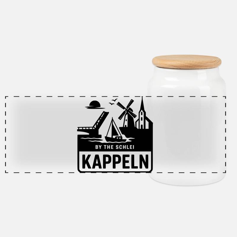 Kappeln Schlei SH Schleswig Holstein Silhouette - Panorama Keksdose mit Holzdeckel - Weiß