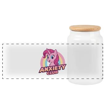 Licorne Anxiété Club Mignon Conception De Dessin Animé - Boîte à biscuits avec couvercle en bois - blanc - Devant
