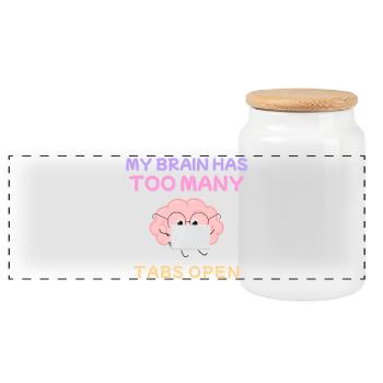My Brain Has Too Many Tabs Open Design - Panoramic Cookie Jar with Wooden Lid - white - Front