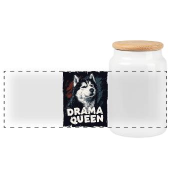 Reine du drame husky - Boîte à biscuits avec couvercle en bois - blanc - Devant