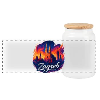 Silhouette de la capitale de Zagreb, Croatie, cadeau - Boîte à biscuits avec couvercle en bois - blanc - Devant