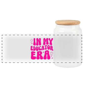 Educator Profession Training Pedagogy Gift - Panoramic Cookie Jar with Wooden Lid - white - Front