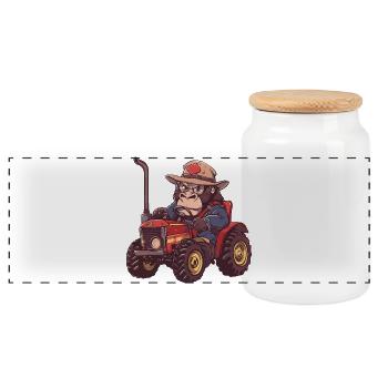 Agriculteur tracteur gorille - Boîte à biscuits avec couvercle en bois - blanc - Devant