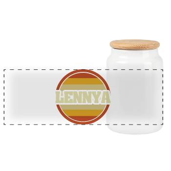 LENNYA Cercle Rétro - Boîte à biscuits avec couvercle en bois - blanc - Devant