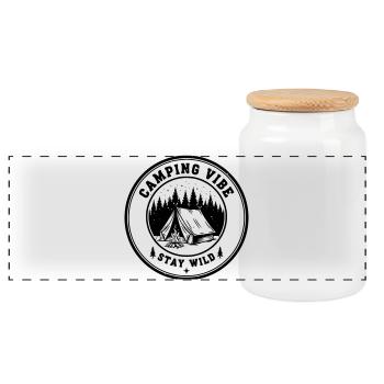 Adventure - Panoramic Cookie Jar with Wooden Lid - white - Front