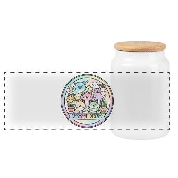 Kawaii Crew Pastell Regenbogen - Panorama Keksdose mit Holzdeckel - Weiß - Vorne