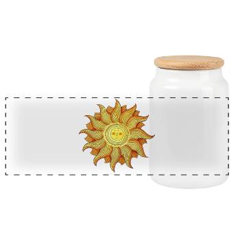 Soleil souriant style aquarelle - Boîte à biscuits avec couvercle en bois - blanc - Devant
