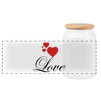 Des cœurs rouges avec amour - Boîte à biscuits avec couvercle en bois - blanc - Devant