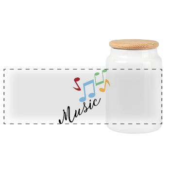 Notes de musique colorées - Boîte à biscuits avec couvercle en bois - blanc - Devant
