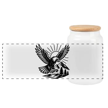 Eagle in nature - Panoramic Cookie Jar with Wooden Lid - white - Front