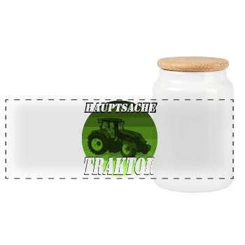 Hauptsache Traktor - Panorama Keksdose mit Holzdeckel - Weiß - Vorne