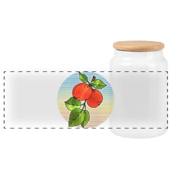 Apples - Panoramic Cookie Jar with Wooden Lid - white - Front