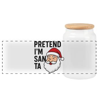 Pretend I'm Santa Claus - Panoramic Cookie Jar with Wooden Lid - white - Front