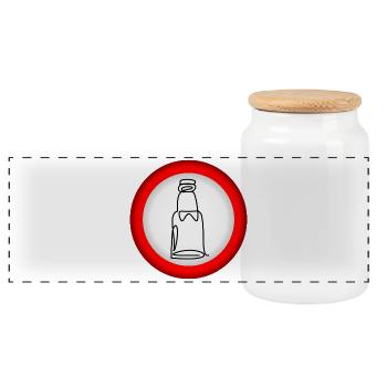 VERBOT BIERFLASCHE - Panorama Keksdose mit Holzdeckel - Weiß - Vorne