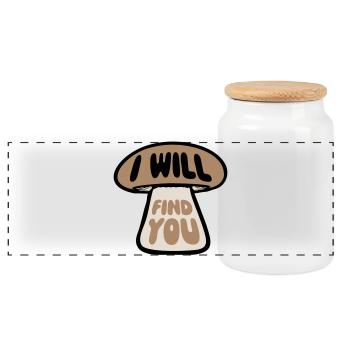 Pilz Je te trouverai Lustig Humour Spruch - Boîte à biscuits avec couvercle en bois - blanc - Devant