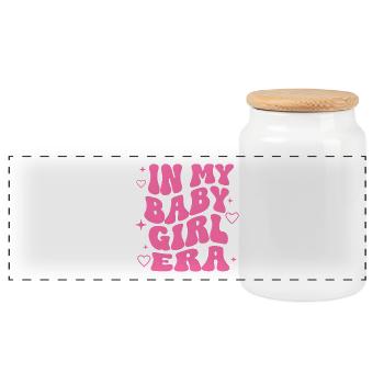 Baby Girl Geschenk Geburt Babyparty Mutter Tochter - Panorama Keksdose mit Holzdeckel - Weiß - Vorne