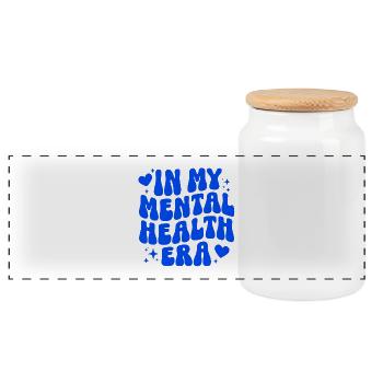 Mental Health Selfcare Achtsamkeit Geschenk - Panorama Keksdose mit Holzdeckel - Weiß - Vorne