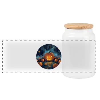 Don’t Pick the One That Glows — Halloween Art - Panoramic Cookie Jar with Wooden Lid - white - Front