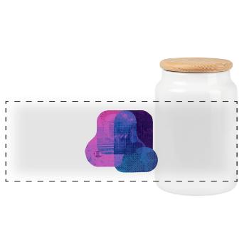 Abstrakte Tech-Schichten – Digitale Kunst in Blau und Pink - Panorama Keksdose mit Holzdeckel - Weiß - Vorne
