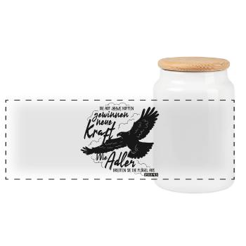 Jesaja 40 31 - Wie Adler Lettering - Panorama Keksdose mit Holzdeckel - Weiß - Vorne