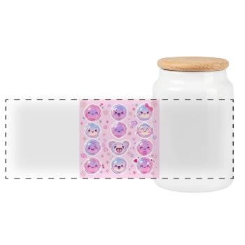 Pink Glow Motif Kawaii Pastel - Boîte à biscuits avec couvercle en bois - blanc - Devant